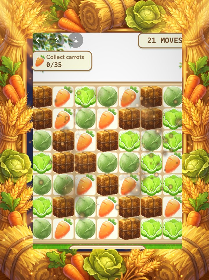 A collection level: thirty-five carrots to gather in twenty-one moves